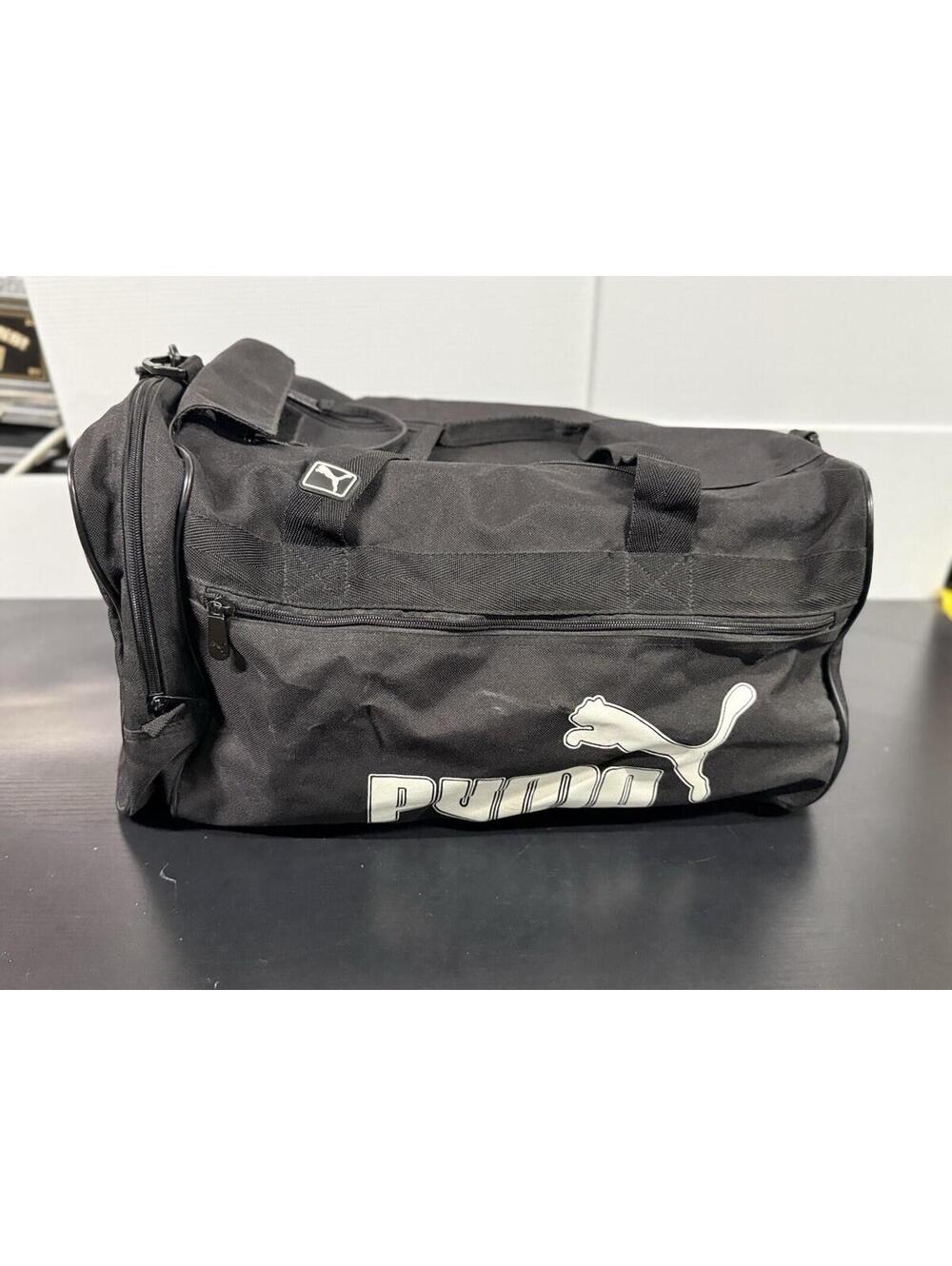Puma Black Duffel Gym Bag Shoe Compartment Travel Weekender Sports Bag